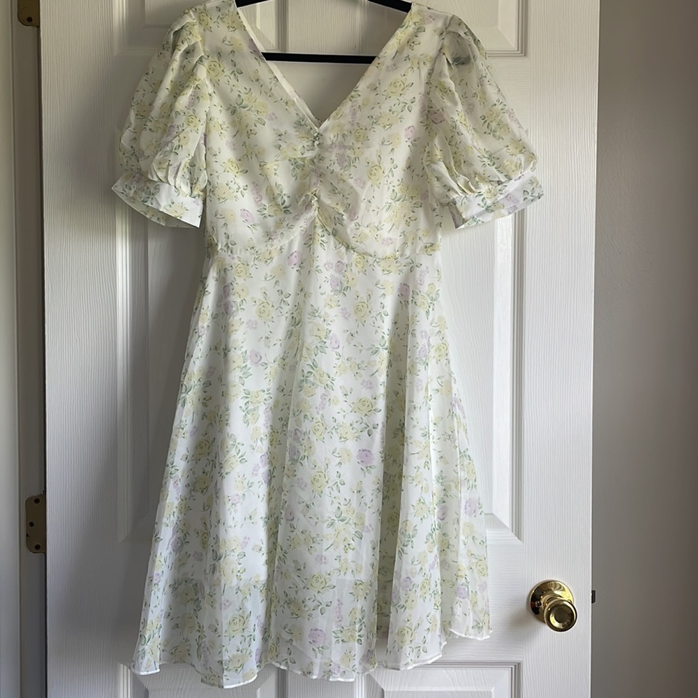 SHEIN DAZY Sheer Floral Dress